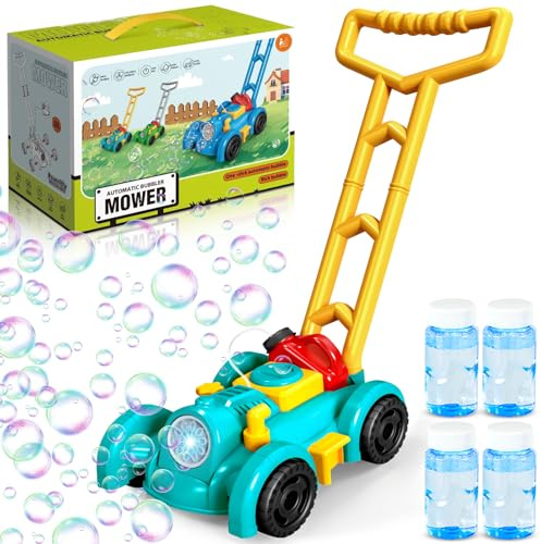BGIUSQF såp gräsklippare för barn, LED bubblor i gräsklippare design för 3-6 år