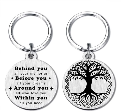 Alotozo Portachiavi vichingo per uomo e donna, portachiavi vichingo, portafortuna con rune vichinghe, idea regalo per San Valentino, Viking Yggdrasil - Portachiavi con albero della vita, S