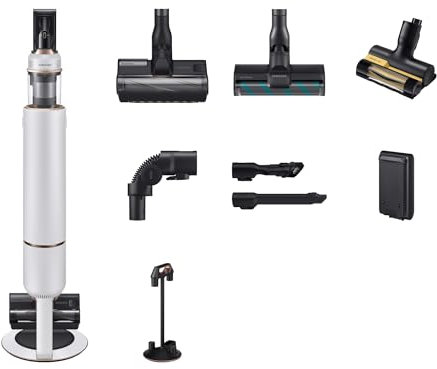 Samsung Bespoke Jet PLUS Pet Cordless Stick Vacuum Cleaner, Max 210 W Suction Power, With Auto Empty Built in Cleanstation, Misty White