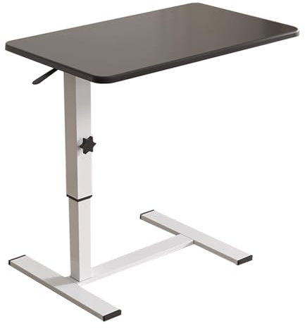 Beistelltisch C Form Höhenverstellbar, Pneumatischer Lift Nachttisch, Einfacher Bürotisch, Abgerundete Ecken, Stabil Belastbar, für Zuhause, Krankenhäuse(White)