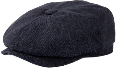 TOP-EX L/XL/XXL Merinowolle Schiebermuetze Herren 8 Panel Peaky Fischgräten Tweed Retro Schiebermütze Schlägermütze Gatsby Cap Warme Wintermütze Vintage Golf Fahrermütze 95574_Blau-Fischgrätenmuster L