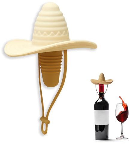 Silikon Weinstopfen, Kleine Cowboyhüte für Weinflasche, Sombrero-förmige Weinflaschenverschlüsse, Wiederverwendbar Wine Stopper, Cowboyhut-Dekoration