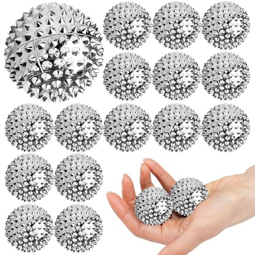 Magnetic Acupressure Balls: PRITOK 16 Stück 32mm Igelball, Massagebälle, Igelball-Massage, Stressabbau-Massageball, magnetischer Akupressurball für Stressabbau, Angst, Massage, Silber