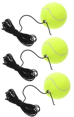 MUSISALY Tennis Trainingsbälle Mit Schnur 3 Stück Robuste Chemiefaser Rückprallbälle Tragbar Für Anfänger Einzelspieler Tennis Übungsgerät Vielseitig Mit Ständern Kompatibel Zum Training