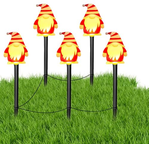 Gvblkq Weihnachtswichtel Gartenstecker beleuchtete Weihnachtswichtel Gartenstecker Weihnachten Gartenleuchten Pfahl Outdoor Hof Weihnachtspfähle Weihnachtswichtel Hofdekorationen Gartenstecker