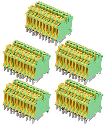 Leapiture 50 pz. Morsettiera a 2 canali USLKG 5 Morsettiera per guida DIN Morsettiera di messa a terra Morsettiera per montaggio su guida Terminale di messa a terra per