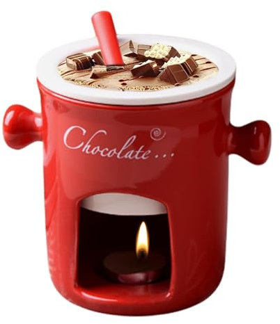 Acunny Set per fonduta di cioccolato, ciotola in ceramica, forchette, pentola a fusione, set per fonduta di cioccolato, fonduta di cioccolato, fonduta di formaggio