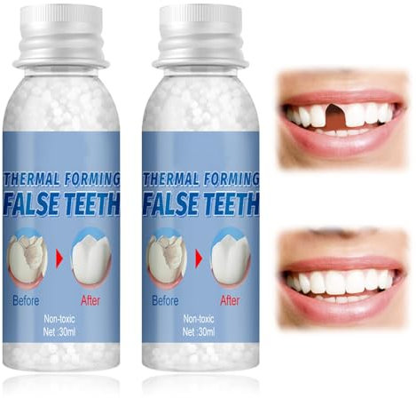 Pansement Dentaire,Dents de Fixation Adhésives Prothese Dentaire,2 Pièces Fausse Dent Provisoire Fausse Dent,Dent Provisoire pour Les Dents Cassées Manquantes, Matériau de Remplissage Dentaire