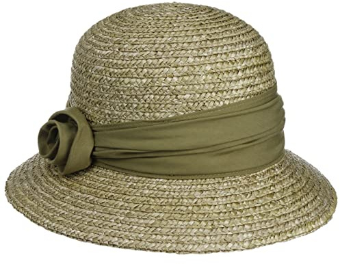 Seeberger Kassida Stroh Sommerhut Damen - Damenhut Blütendekoration Sonnenhut mit Ripsband Frühling-Sommer Sommer - One Size helloliv