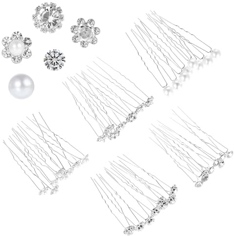 40 Stück Strass Haarnadeln Perlen Hochzeit Haarschmuck Braut Silber Blumen Brautschmuck für Brautfrisur Brautjungfer Frauen Damen Mädchen