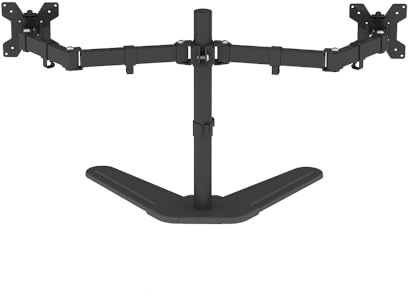 Bonnlo Support Ecran PC Mobile à Double Pendule pour 13”-27”Pouces,Support de Moniteur VESA 100×100, Base à Fixation par Pince ou par Vis, Inclinaison± 90°/Rotation 360°，Réglable en Hauteur – Noir
