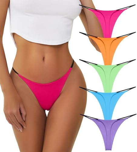 PHOLEEY G String Tangas für Frauen Baumwoll Tanga Unterwäsche Low Rise Nahtlos Slips Sexy Höschen Geschenk für Frauen 5er-Pack