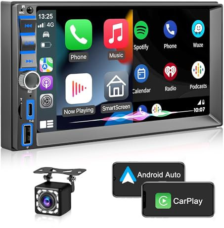 Upgrade Doppel Din Radio mit Wireless A-pple Carplay Wireless Android Auto Autoradio mit Bildschirm, 7 Zoll Car Play Auto Radio 2din Touch Display mit Navi,Bluetooth,GPS,Backup Camera,AM/FM/RDS,TF/SWC