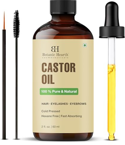 Botanic Hearth Castor Oil For All Hair & Skin Types, 60 ml | 100% Natural & Vegan Formula Nourishes Hair| Eyebrows, Eyelashes, Skin & Face | Scalp Treatment | Vegan