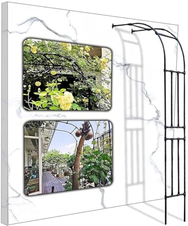 Arche de jardin pour plantes grimpantes et roses, arc en métal pour décoration extérieure, 270 x 240 x 40 cm, parfait pour pergolas et décoration de jardin, couleur noire, structure durable