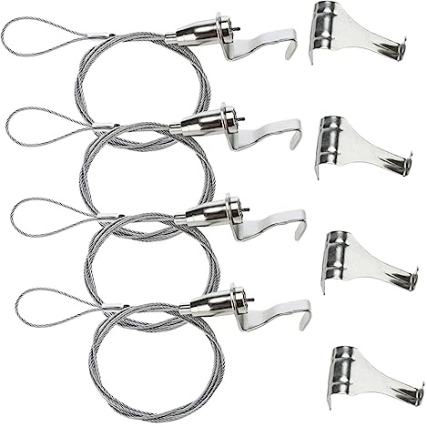 MUELODSIC 4 Sets Heavy Duty Picture Hanging Rope with Hooks Steel Wire Cord for Small Art Photo Frames Mirrors Easy Wall Mounting for Home Office School