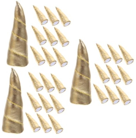 VICASKY 30 Teiliges DIY Einhorn Horn Haarschmuck Handgefertigte Goldene Haarclip Hörner Vielseitige Bastelmaterialien für Haarreif Haarband und Kopfbedeckungen für Kreative Einhorn