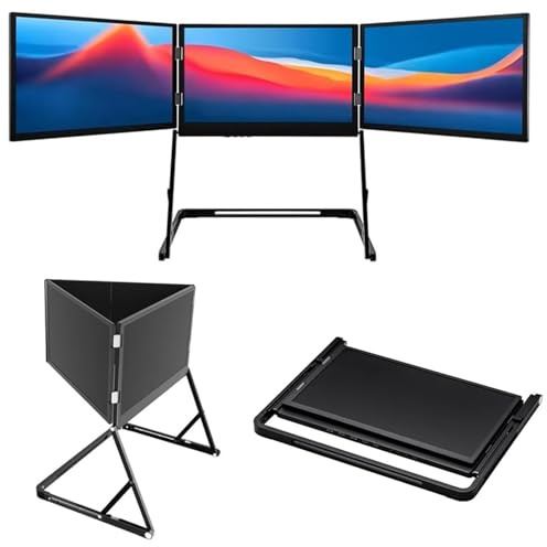 LADECNERHT 15,6 Extensor De Pantalla Triple para Portátil, Monitor Portátil Fhd 1080p con USB-C Y HDMI, Plug & Play, Compatible con Mac/Windows Y Portátiles De 13 a 17,3 Pulgadas