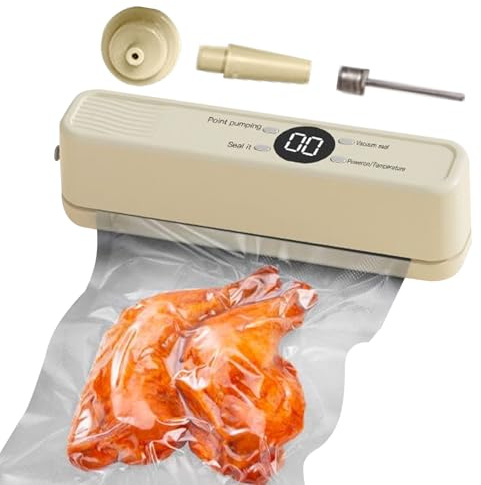 Sellador al vacío Alimentos - Sellador de vacío automático inalámbrico, obturador de extracción de aire de alimentos y alimentos húmedos,Granos enteros, frutas secas, pan, carne, mariscos, pollo