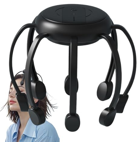 Massager del cuoio capelluto elettrico - ABS pp 15x15x13,8 cm graffio di testa automatico, dispositivo rotante a 360 gradi con 8 artigli di massaggi rimovibili, batteria da 500 mAh 4 ore Uso | Rilievo