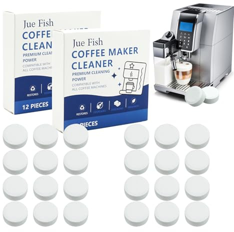 24 pastillas de limpieza – Limpieza en 3 fases para cafeteras automáticas, compatible con dispositivos Jura, limpieza regular para el cuidado del dispositivo y preservación del aroma