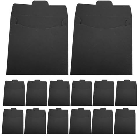 PRETYZOOM 50 Stück CD Papierumschläge aus Leichtem Reißfestem Papier Schwarze Multifunktionale Papiertüten für Cds und Grußkarten Einfache und Elegante Verpackung für Jeden Anlass