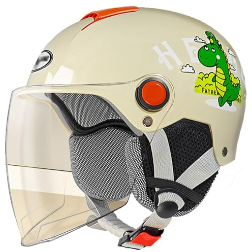Casco Da Moto Per Bambini, Casco Da Scooter, Casco Jet Con Visiera Parasole, Casco Da Scooter Per Bambine, Casco Da Ciclomotore Per Bambini, Per Bambini Dai 3 Ai 12 Anni 2,52~57 cm
