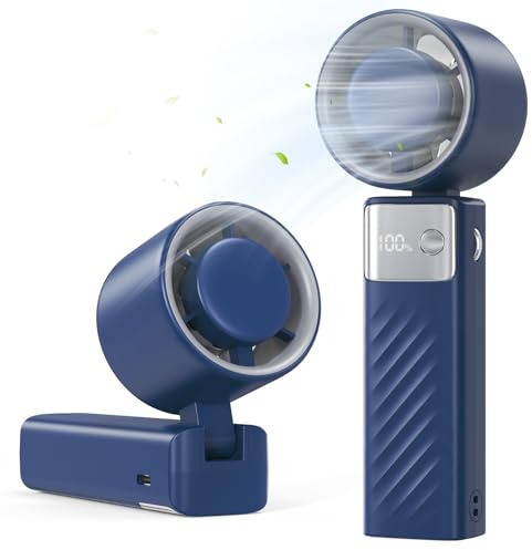 LEBKOVL Mini Ventilador Portátil - 4000mAh Ventilador de Mano/Mesa,1-199 Velocidades,20h Uso Inalámbrico,115° Plegable,USB Recargable Fan,Pequeño Ventiladores Bolsillo con Batería,para Viajes Oficina