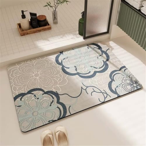 Alfombra de Baño Antideslizante, 50x80cm Alfombrilla Diatomita Baño Súper Absorbente, Alfombrilla Ducha Lavable Stone Bath Mat, Alfombra Piedras para Ducha, Cocina, Bañera y Baños, WC Autumn 6-401