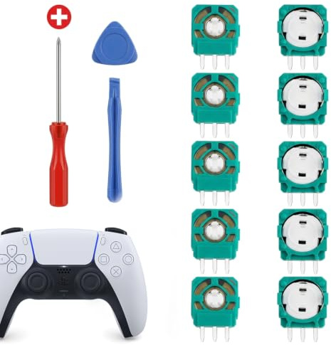 10 Pièces Potentiomètre de Module Analogique 2.3K Ohm pour Manette PS5 DualSense, Capteur de Joystick 3D de Remplacement avec Kit d'Outils de Réparation pour Résoudre la Dérive