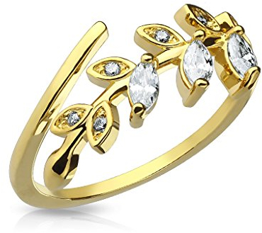 Autiga Fingerspitzenring Midi Knöchel Nagel Ring Zehenring Blatt Blätter Leaf Boho Bohemian Gold