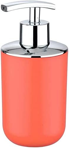 WENKO Seifenspender Brasil, nachfüllbarer Seifendosierer für Badezimmer und Küche, aus bruchsicherem Kunststoff, Fassungsvermögen: 320 ml, 7,3 x 16,5 x 9 cm, Koralle