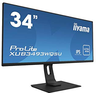 iiyama XUB3493WQSU-B1 34 Inch ADS-IPS with HDR,4ms,21:9 Ultra Wide 3440 x 1440 ,FreeSync ,400 cd/m² Brightness,2x HDMI,1 x DisplayPort,2 x USB,2 x 5W Speakers,HA Stand