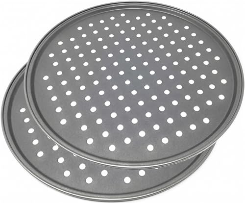Space Home LS Kitchen - Pizzablech - Antihaft-Pizza-Backblech mit Löchern - Karbonstahl - Ø 32 cm - Set von 2