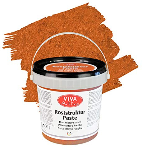 Viva Decor Artline Roststruktur Paste (Farbe Rost-Orange, 1 l) Strukturpaste Rosteffekt für Mixed Media-Künstler zum Malen - Auftragen mit Pinsel, Spachtel oder Schwamm auf Leinwand - Made in Germany