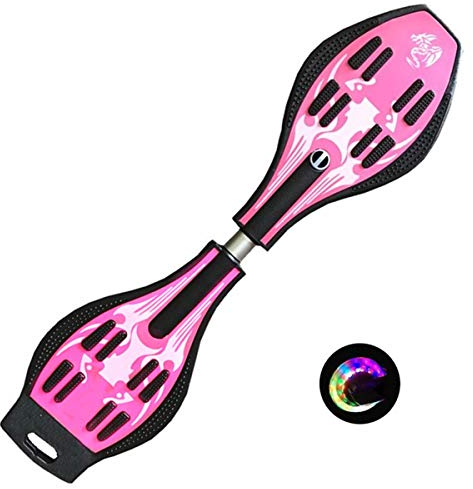 Sumeber Waveboard Kinder Street Surfing Roller Torsion Skateboard Double Decks Casterboards für Wave/Surf Waveboard/Castor Board mit blinkenden Rädern für Kinder/Jugendliche, rose