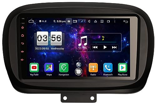 8-Core Android 14 Car Stereo 9 inch IPS Screen Sat Nav for Fiat 500X Carplay DSP Bluetooth 5.0 A2DP DVB-T2 WiFi DAB+IPS 64GB ROM