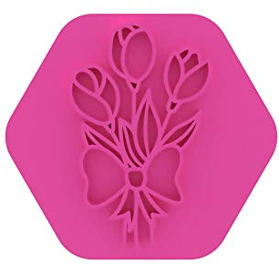 LissieLou Bouquet of Flowers Cookie Stamp Floral Mother's Day Icing Fondant Embosser - Light Pink