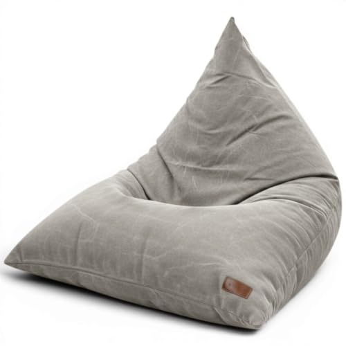 Aiire Modern Gaming Sitzsack XXL Liege - Riesen Bean Bag mit Füllung für Jungen und Kinder - Sitz Sack mit Lehne - Bodenstuhl Grau, Bodenkissen Grob, Chillout Sessel kuschelig Grau