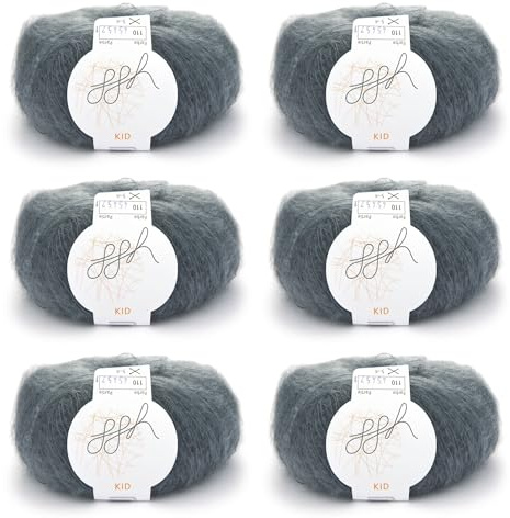 ggh Kid Box - 6 Knäuel Strickwolle aus Kid Mohair - 110 - Flanellgrau