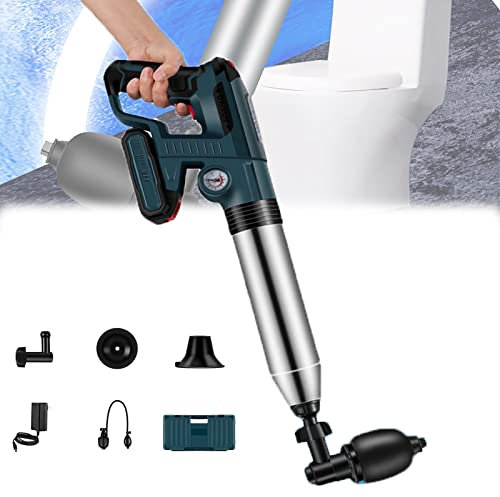 SRHIMEOS Stantuffo WC Elettrico, Sturalavandino Ad Aria Compressa con Cassetta degli Attrezzi, Pompa Stura Scarichi a Pressione Portatile Adatto per Cucina, Bagno e Tubo Intasato