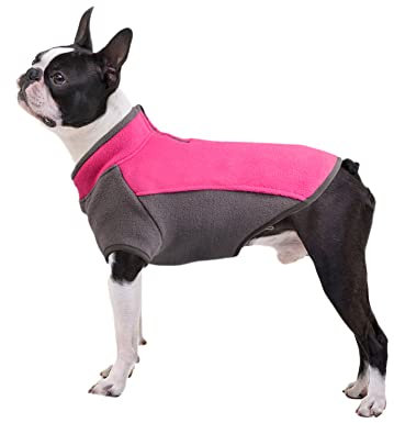 Hundepullover Stretch Hund Fleece Weste Halber Reißverschluss Hundemantel Winter Hundebekleidung Hundepulli Haustier Pullover Kaltes Wetter Weiche Hundejacke für Welpen Kleine Mittlere Hunde Rosa XL