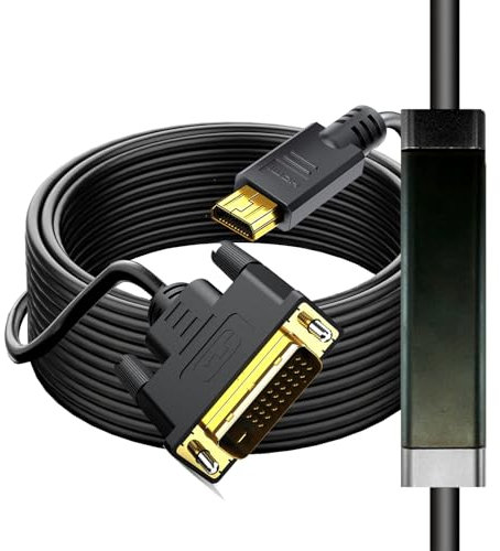 Micro HDMI to DVI Adpter Cable 12FT, Micro HDMI Male to DVI 24+1 DVI-D Cable Connector for Monitor/Display/Projector Video Converter Cord