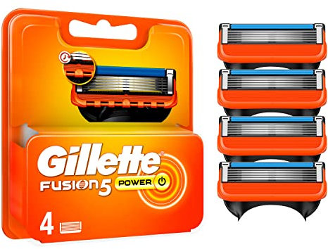 Gillette Fusion5 Power, 4 Lamette di Ricambio per Rasoio da Uomo
