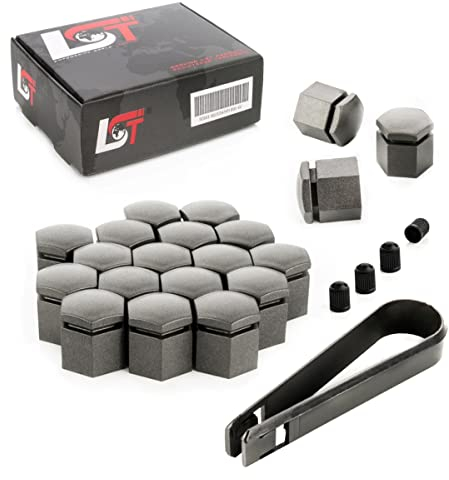LST 20x Sechskant Radschraubenkappen Abdeckkappen Set 17 mm grau matt