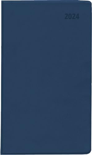 Taschenplaner blau 2024 - Bürokalender 9,5x16 cm - 64 Seiten - 1 Woche auf 1 Seite - separates Adressheft - faltbar - Notizheft - 540-1015
