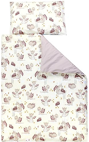 TupTam Kinder Bettwäsche Set Babybettwäsche Bettbezug 100 x 135 120 x 90 Kissenbezug 40 x 60 Jungen Mädchen 2-TLG, Farbe: Dino Bärchen Braun Gelb, Größe: 135x100 cm