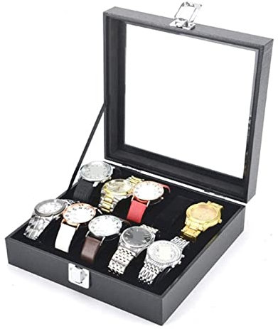 Uhrenkoffer Uhrenrolle Uhrenbox Uhrenschatulle Uhren-Display-Aufbewahrungs-Organizer, Klassisches Holz-Uhrenbox-Gehäuse, Durchsichtiger Armreif, Schmuckkollektionshalter Uhrenetui Uhren Aufbewahrungsb