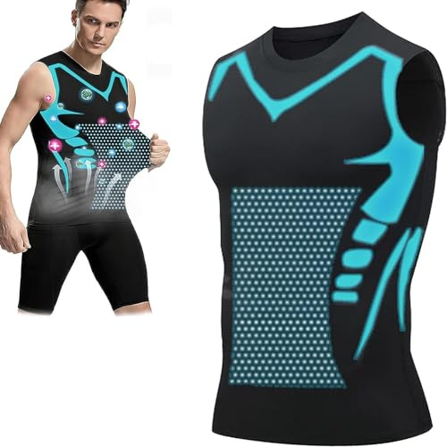 Ionic Shaping Vest, New Version Guys Men Compression Top, Body Shaper Vest，Guys Men Compression Top to Build a Perfect Body (UK, Alpha, XXL, Regular, Regular, 1) Black