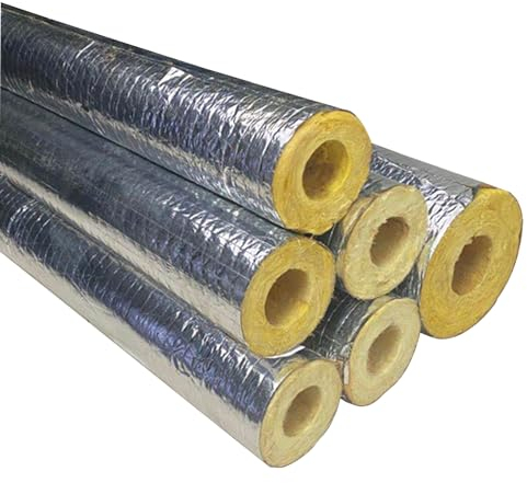 6x Rohrisolierung, Rohrschale aus Steinwolle mit Aluminiumüberzug, für Kaminrohre und Heizungen(114X50mm(4.4x1.9in))
